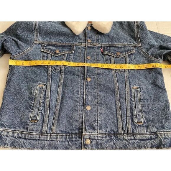 Levi's Women’s Cozy Faux Fur Collar Ex-Boyfriend Trucker Denim Jacket Sz XL NWT - Picture 5 of 11